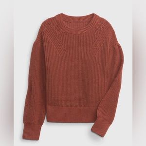 Kids Shaker-Stitch Puff Sleeve Sweater